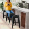 Tangkula 24" Set Of 4 Tolix Style Barstool Counter Height Metal Bar Stool Stackable Chair Black -Beauty house GUEST ccc539fb 7c58 4197 b6ce 3065e89b93bf