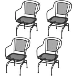 Tangkula Patio Rocking Chairs Set Of 4 W/ Metal Mesh Backrest & Seat Armrests Gentle -Beauty house GUEST cd080274 44d7 48d2 af91 779e45316589