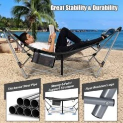 Tangkula Portable Folding Hammock Free Standing Hammock W/ Stand-Folds&Carrying Bag&Anti-Slip Buckle&Storage Pocket -Beauty house GUEST cd260716 5384 4e53 a93c cb5ae42406f7