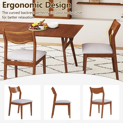 Tangkula Wooden Dining Chair Set Of 2 W/ Rubber Wood Frame Wide Padded Seat 6 Tangkula Wooden Dining Chair Set Of 2 W/ Rubber Wood Frame Wide Padded Seat - Image 4