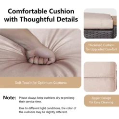 Tangkula Outdoor PE Wicker Ottoman Set Of 2 Patio Rattan Footrest Seat With Soft Cushions & Curved Acacia Wood Handles Beige/Navy Blue/Red/Off White -Beauty house GUEST cd5ddb45 e789 4c41 8554 5f7dfe71613f