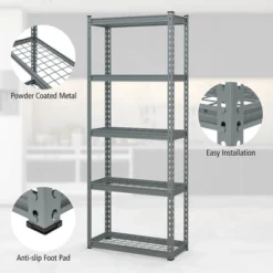 Tangkula 5-Tier Metal Shelving Unit Heavy Duty Wire Storage Rack With Anti-slip Foot Pads -Beauty house GUEST cd87aad9 28fc 4653 91bb fd8ead660a24