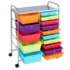 Tangkula 15 Drawer Rolling Storage Cart Opaque Multicolor Drawers Home -Beauty house GUEST cdbdde44 d250 4e68 8af0 63099a12fd8c