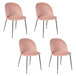Tangkula Dining Chair Set Of 4 Upholstered Velvet Chair Set W/ Metal Base For Living Room -Beauty house GUEST cdfa0bb8 41dc 4c87 b75b 4f21addd1683