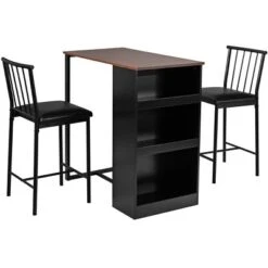 Tangkula 3-Piece Counter Table Set Bar Pub Dining Table Set With 3 Side Storage Brown -Beauty house GUEST ce61a50b ee08 42c6 aa67 4a1998d34d2c