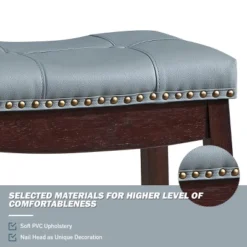 Tangkula Set Of 4 Saddle Bar Stools Backless Nailhead Counter Stool With Grey Cushions Coffee/White -Beauty house GUEST ce6341a5 5e9c 40d5 bea8 96ca2030dc50