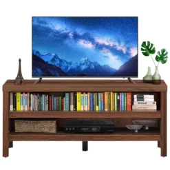Tangkula TV Stand Fit 45” TV Media Center Open Console Cabinet With 2-Shelf Storage OakWalnut -Beauty house GUEST ceef9889 7d04 4677 9ac1 b8708567c875