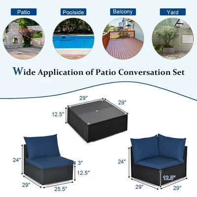 Tangkula 7PCS Rattan Patio Conversation Sectional Furniture Set W/ Cushion Pillow 4 Tangkula 7PCS Rattan Patio Conversation Sectional Furniture Set W/ Cushion Pillow - Image 2