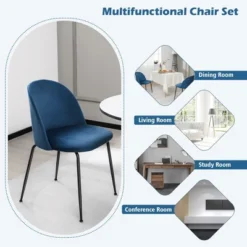 Tangkula Dining Chair Set Of 4 Upholstered Velvet Chair Set W/ Metal Base For Living Room -Beauty house GUEST cf27726c 5124 42c7 b0da 6d8b9f0e3135