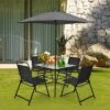 Tangkula 6-Piece Patio Dinning Sets Garden Table Set Outdoor Folding Chairs & Glass Table Set W/ Umbrella Grey -Beauty house GUEST cf2d46b6 dcea 44b4 b72b 06f5fa9073b4