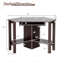 Tangkula Wooden Corner Computer Desk With Drawer Office Study Table Black/Walnut/White -Beauty house GUEST cf3d7bed b09e 4106 a93f 9dfda67009f2