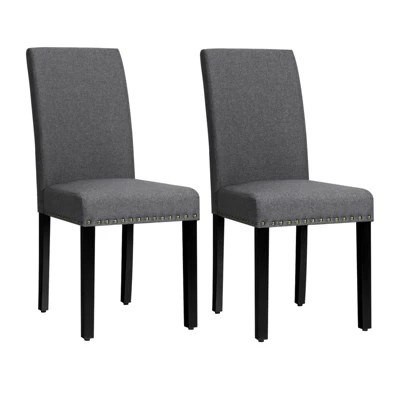 Tangkula 2-Piece Upholstered Linen Fabric Dining Chairs With High Backrest & Padded Seat 7 Tangkula 2-Piece Upholstered Linen Fabric Dining Chairs With High Backrest & Padded Seat - Image 5