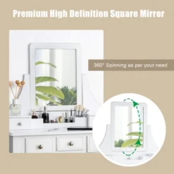 Tangkula Rotatable Mirror Vanity Set Makeup Dressing Table And Stool W/ 5 Drawers -Beauty house GUEST cf5684dc 52b6 403f b856 c4fba609b909
