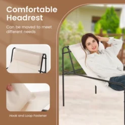Tangkula 2 Pieces Patio Sling Chair Modern Accent Chair W/ Removable Headrest & Sturdy Metal Frame -Beauty house GUEST cf68854b 7d6c 4886 a65c abdd1617c9f2
