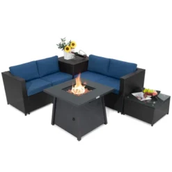 Tangkula 5-Piece Outdoor Patio Furniture Set With 50,000 BTU Propane Fire Pit Table Patio Conversation Set W/ Cushions, Storage Box, Coffee Table -Beauty house GUEST cfa4ad42 10b2 4e11 abb7 038af52a5efc