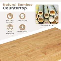 Tangkula 3-Tier Kitchen Island Cart Rolling Service Trolley W/ Bamboo Top Shelves -Beauty house GUEST cfc9a2c3 433e 42c2 a795 f3a633bb1c80