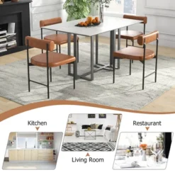 Tangkula Dining Chair Set Of 4 Faux Leather Upholstered Kitchen Side Chair W/ Curved -Beauty house GUEST cfe57495 8647 4827 adca 56e77d059533