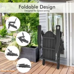 Tangkula 4PCS Patio Folding Adirondack Chair Weather Resistant Cup Holder Yard -Beauty house GUEST cfe6778e 818b 4347 9b99 0d6871a5e193