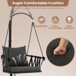 Tangkula Swing Chair W/ Stand Patio Hanging Swing Chair W/ Comfortable Seat & Back Cushions -Beauty house GUEST d03c4339 4969 4160 95b4 be47f6908c51