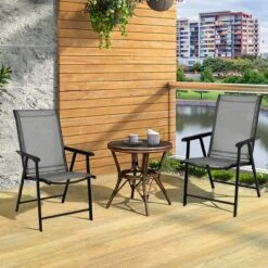 Tangkula 2PCS Folding Chairs Steel Frame Patio Garden Outdoor W/ Armrest & Footrest -Beauty house GUEST d08cf016 e6e3 4fc8 88ff 9aac12e0fc5e