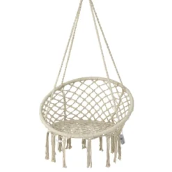 Tangkula Hammock Chair Macrame Swing, Patio Hanging Hammock Chair W/ LED Lights, Hanging Cotton Rope Hammock Swing Chair -Beauty house GUEST d0d86ca1 027f 4167 bd91 7ebef80d5814