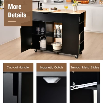 Tangkula Kitchen Island Cart Rolling Serving Trolley W/ Drop Leaf Spice Rack Shelves 11 Tangkula Kitchen Island Cart Rolling Serving Trolley W/ Drop Leaf Spice Rack Shelves - Image 9