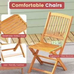 Tangkula Patio Folding Chair Set Of 2 Portable Acacia Wood Dining Chairs With High Back & Seat Cushions Beige/Navy/Red -Beauty house GUEST d0fc8cdf b16e 4fa1 b75f f5da4055cf1b