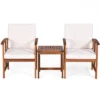 Tangkula 3-Piece Outdoor Acacia Wood Sectional Conversation Sofa Set With Cushions