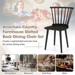 Tangkula 4 PCS Dining Chair Windsor High Spindle Back Wood Kitchen Chairs W/ Rubber Wood Frame -Beauty house GUEST d112471b da5b 430c a26f ab78fb83e7d8