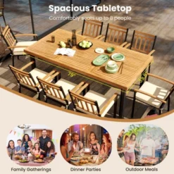 Tangkula Acacia Wood Dining Table For 8 People, 79" Large Rectangular Patio Table With Built-in Umbrella Hole -Beauty house GUEST d12fc2b6 dd8f 41e8 9835 a2a9d3b59530