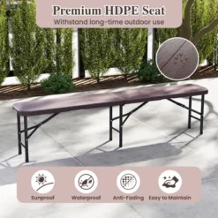 Tangkula 6 Ft Plastic Folding Bench Portable Fold-in-Half Seat W/ 1320 LBS Capacity Gray -Beauty house GUEST d138e59d b8ed 42cc b3fb a2cf0e6db3ea