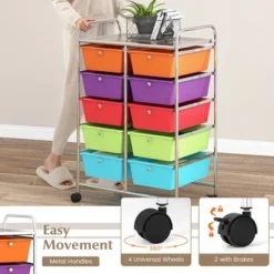 Tangkula 10-Drawer Rolling Storage Cart Tools Scrapbook Paper Organizer On Wheels Multicolor -Beauty house GUEST d16514a2 0e09 4721 90e3 309a59ea78b4