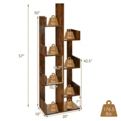 Tangkula 8-Tier Modern Bookshelf Anti-fall Tree Bookcase Storage Rack Suitable For Home & Office Brown/White/Black -Beauty house GUEST d181d140 8ec6 4871 9781 b528d1ff93eb