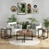 Tangkula Round Nesting Table Set Of 3 Modern / Farmhouse Coffee Table W/2 End Tables