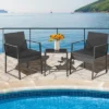 Tangkula 3PCS Patio Rattan PE Wicker Bistro Set Outdoor Furniture Set W/ Table & Cushion -Beauty house GUEST d23cc3f0 dbc9 4b02 b930 4be1d65da107