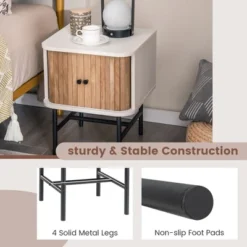 Tangkula Set Of 2 Nightstand Compact Modern End Side Table W/ Sliding Doors -Beauty house GUEST d24bd4f1 b281 4235 b340 8aa57f3792f5