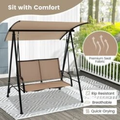 Tangkula 2-Person Patio Swing Seat Swing Bench Canopy Swing Loveseat Outdoor -Beauty house GUEST d293cb0c 2838 4b1f b1db 60f8794e62d4