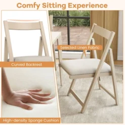 Tangkula Upholstered Dining Chair Set Of 4 W/ Curved Backrest Rubber Wood Frame -Beauty house GUEST d2b32680 26a9 4b99 9501 a805356bed8d