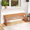 Tangkula 51 Inches Acacia Wood Outdoor Bench W/ Slatted Seat & X-Shaped Frame