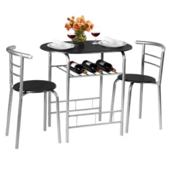 Tangkula 3 PCS Kitchen Dining Set Compact Bistro Pub 2 Chairs & Table -Beauty house GUEST d2f1f1c5 88db 494e ad6a 2162287ae1b0