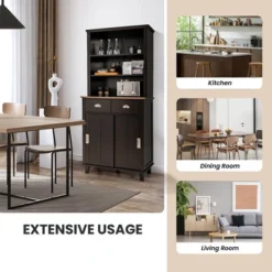 Tangkula Freestanding Buffet Hutch Kitchen Pantry Storage Cabinet W/ Sliding Doors -Beauty house GUEST d35f0116 69c3 425c 9014 da2a6e5550ea