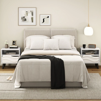 Tangkula Nightstand W/ Drawer 3D Wavy Pattern & Open Shelf Small Sofa Couch Side Table 11 Tangkula Nightstand W/ Drawer 3D Wavy Pattern & Open Shelf Small Sofa Couch Side Table - Image 9