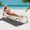 Tangkula 2PCS Beach Lounge Chair Reclining Chair With 5 Adjustable Positions Detachable Pillow &Hand Ropes Blue/Black/Gray/Turquoise/Beige/Pink