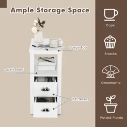 Tangkula 2PCS Nightstand Side End Sofa Table W/ 2 Drawers For Living Room Bedroom White -Beauty house GUEST d3b2b67f b377 4649 b222 541257a930d7