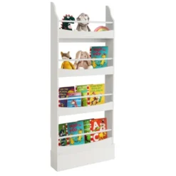 Tangkula 4-Tier Kids Bookshelf Toy Storage Bookcase Rack Wall W/ Anti-toppling Kits -Beauty house GUEST d468394c 7df6 4805 a0f5 fb6d4151b311