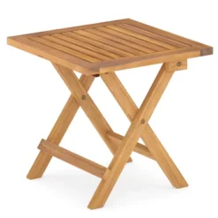 Tangkula Outdoor Folding Side Table Acacia Wood End Table Square Patio Bistro Table -Beauty house GUEST d4c79d97 7a8e 4f4c b38d a7c383983242