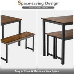 Tangkula 3pcs Dining Table Set For 4 Modern Industrial Counter Height Kitchen Table Set With 2 Benches For Dining Room Natural/Brown 20 Tangkula 3pcs Dining Table Set For 4 Modern Industrial Counter Height Kitchen Table Set With 2 Benches For Dining Room Natural/Brown -Beauty house GUEST d51dfcd5 3965 4960 8d8b 21e1f339982e