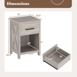 Tangkula Nightstand Sofa Side Table Rustic End Table W/ Drawer & Shelf For Living Room -Beauty house GUEST d571f219 1619 41af 84c2 649da0c4f450