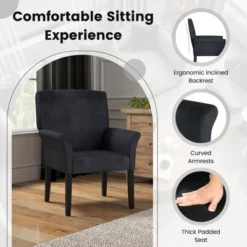 Tangkula Set Of 4 Arm Chair Guest Chair Home Office W/ Wooden Legs -Beauty house GUEST d6173bad 82bd 4f07 8e41 6fc36125d04b