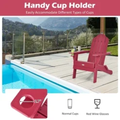 Tangkula Folding Patio Adirondack Chair Weather Resistant Cup Holder Yard Red -Beauty house GUEST d6d7656f 4651 4185 8dfa bc46d5b9fdb9